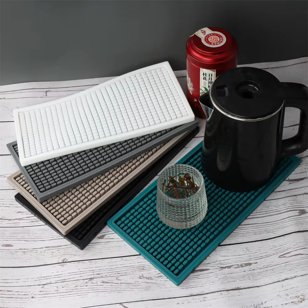 Coffee Equipment Tray - แผ่นรองบาร์กาแฟซิลิโคน, ถาดรองน้ำกันลื่น, แผ่นรองเคาน์เตอร์ทนความร้อนสำหรับเครื่องชงกาแฟและตกแต่งบาร์