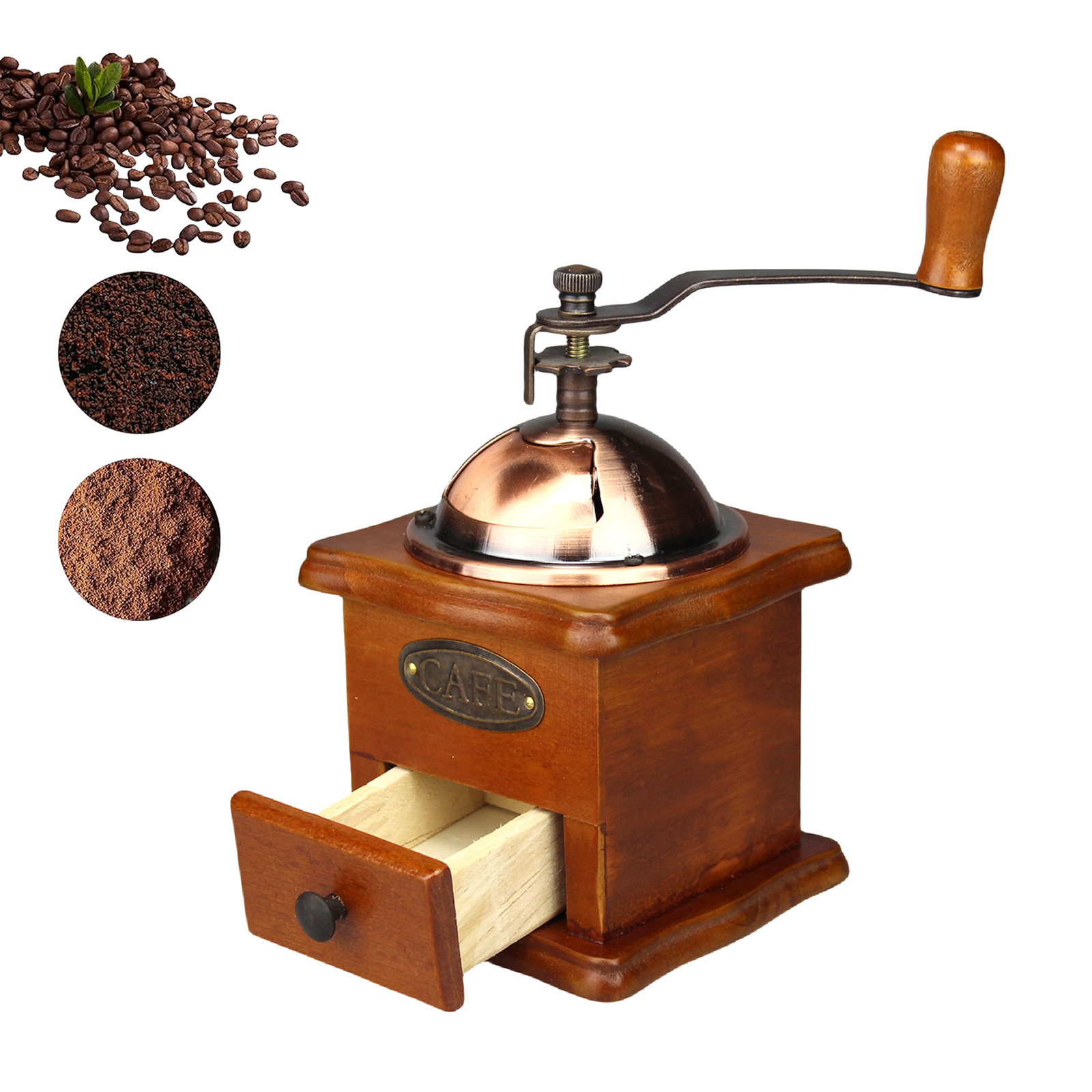 Vintage Coffee Equipment - เครื่องบดเมล็ดแบบมือหมุน penggiling Kopi ด้วยมือสไตล์วินเทจปรับเครื่องชงกาแฟได้เซรามิกทำจากไม้คลาสสิก