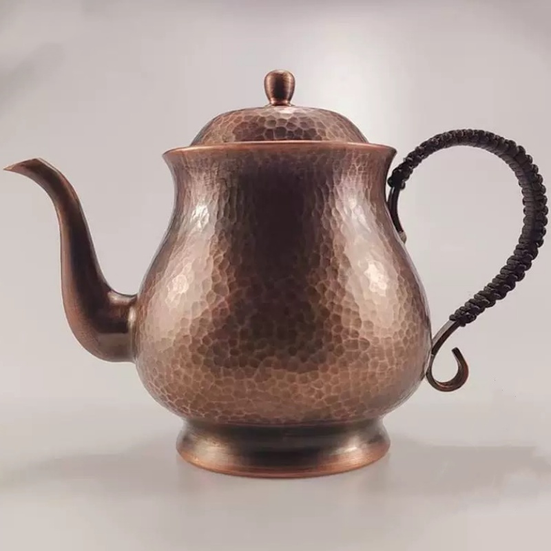 Vintage Coffee Equipment - Vintage ทองแดงบริสุทธิ์กาแฟหม้อ, ค้อนเนื้อสาน Handle 1000 ml