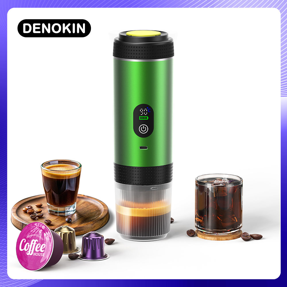 Coffee Equipment Camping - DENOKIN 3-in-1 เครื่องชงกาแฟแคปซูลดิจิตอลจอแสดงผลเครื่องชงกาแฟเอสเปรสโซแบบพกพาสําหรับรถยนต์ & Home Camping