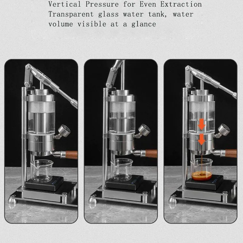 Pressure Gauge Espresso - เครื่องชงกาแฟเอสเพรสโซแบบคันโยกมือ ทำจากสแตนเลส พร้อมเกจวัดแรงดัน สำหรับบาริสต้าที่บ้าน